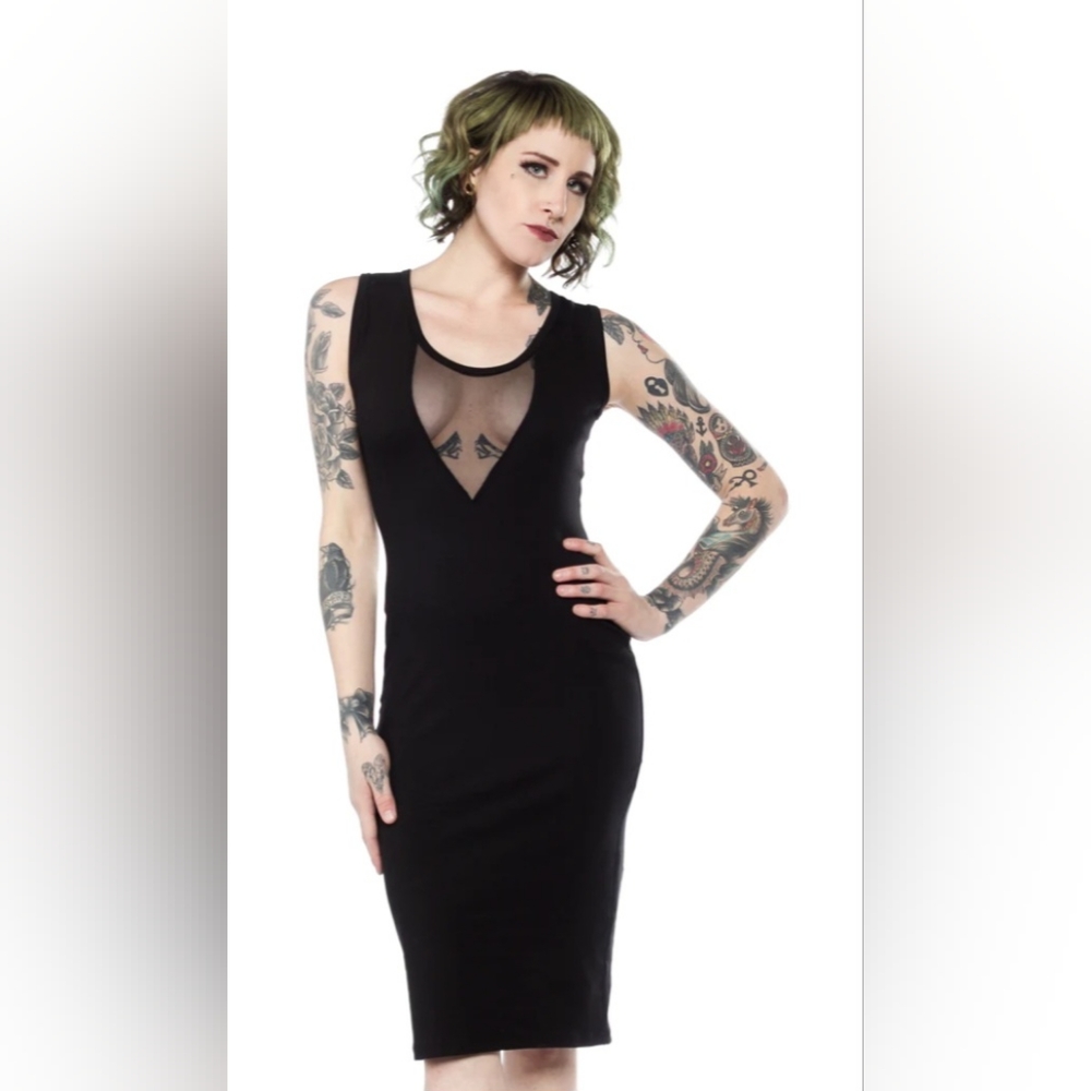 Switchblade stiletto black vamp pinup wiggle dress size xl